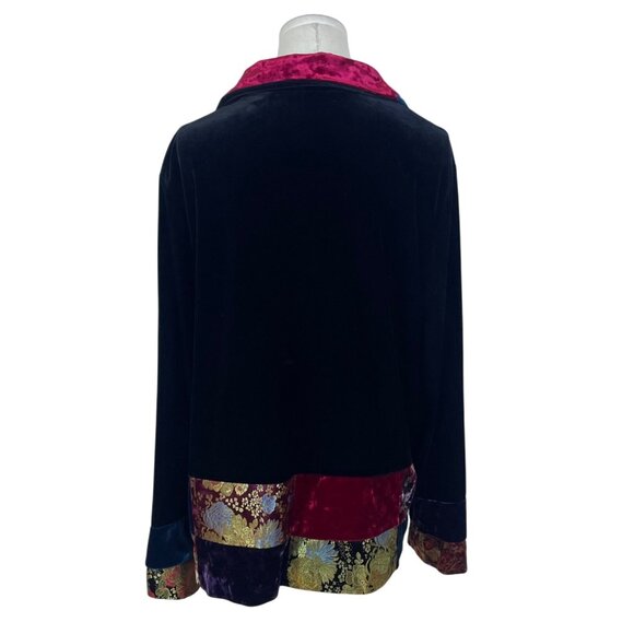 Vintage Notations Womens Black Velvet Button-Up Jacket Size  XL - Picture 3 of 8